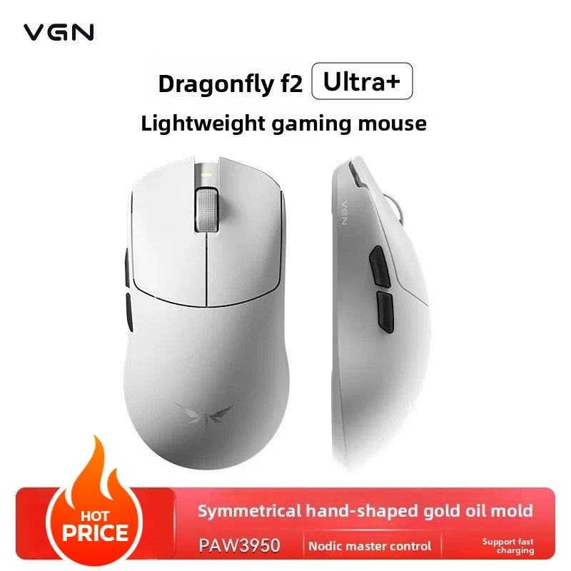 VGN Dragonfly F2 ProMax/Ultra e-športová herná myš 42000DPI 0.125ms pre Csgo, nízka latencia, káblové/bezdrôtové pripojenie, duálny 8K 3-režim, PAW3395/3950