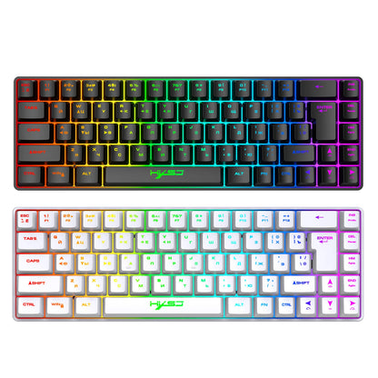 Mechanische Gaming-Tastatur mit 68 Tasten, Russisch/Englisch, zweisprachig, mit RGB-Hintergrundbeleuchtung fürs Gaming