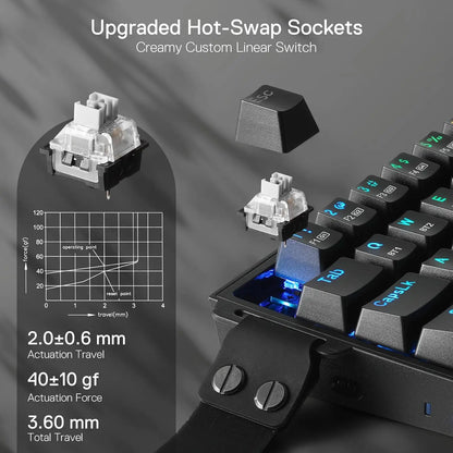 Redragon K631 PRO 65% Wireless Mechanical Gaming Keyboard, 3-Mode RGB Hot-Swappable 68-Key Compact Gaming Keyboard with Bluetooth, 2.4GHz & USB-C
