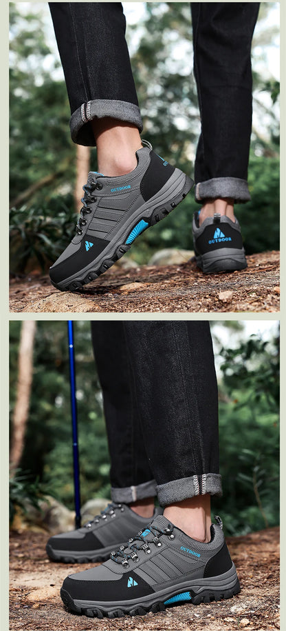 Men's Hiking Shoes outdoor waterproof Leather Anti Slip Comfortable Hunting Walking Shoes Wear-resistant Casual Sneakers
