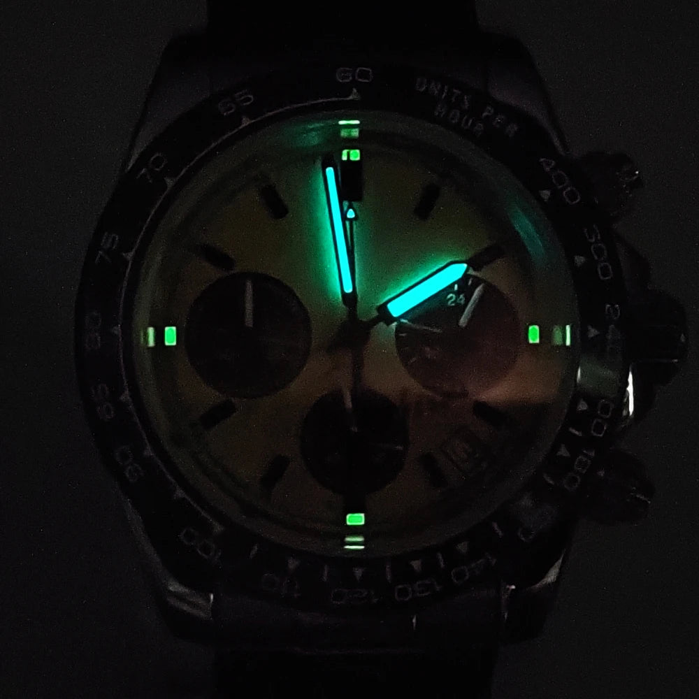 20 Color Business 39mm Quartz Watch Men's Timing Sapphire Crystal VK63 Movement Calendar Luminous Blue Dial Stainless Steel Strap