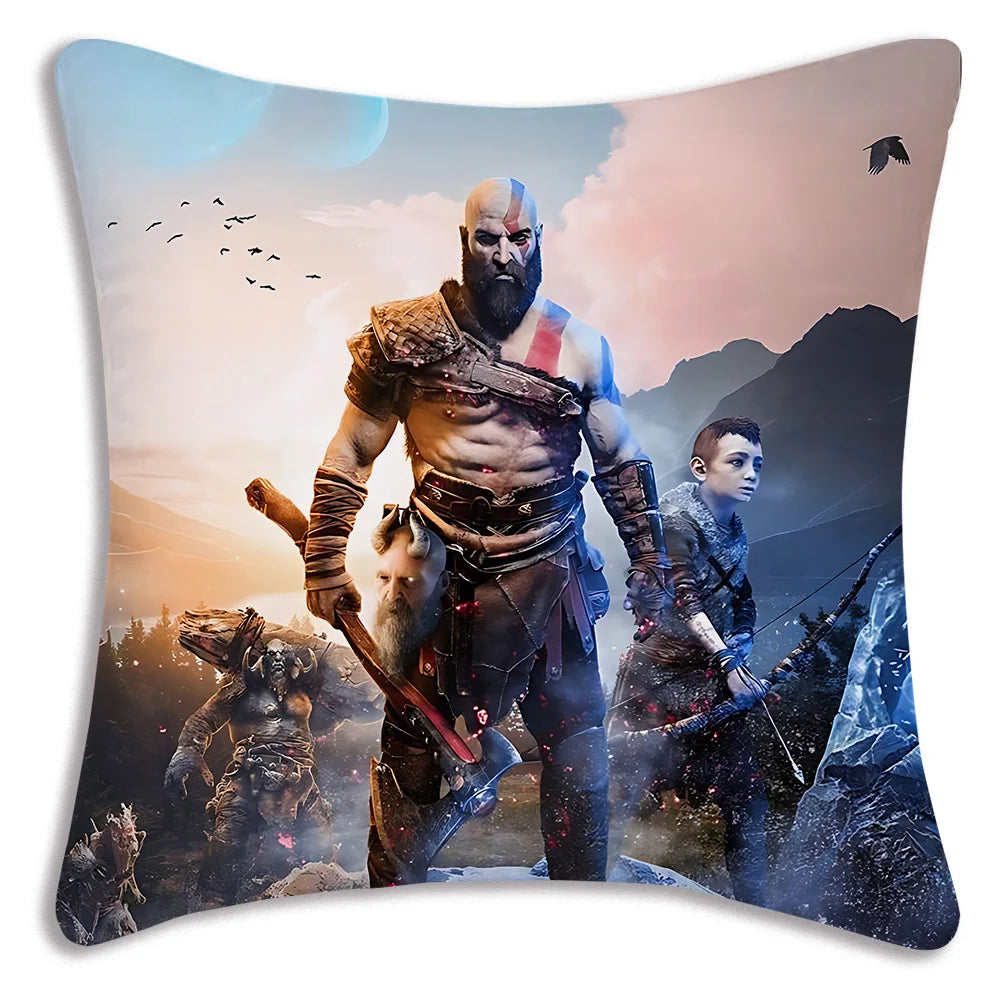 Pillow Covers Cartoon Game G-God of War R-Ragnaroks Sofa Decorative Home Double-sided Printing Short Plush Cute Cushion Cover
