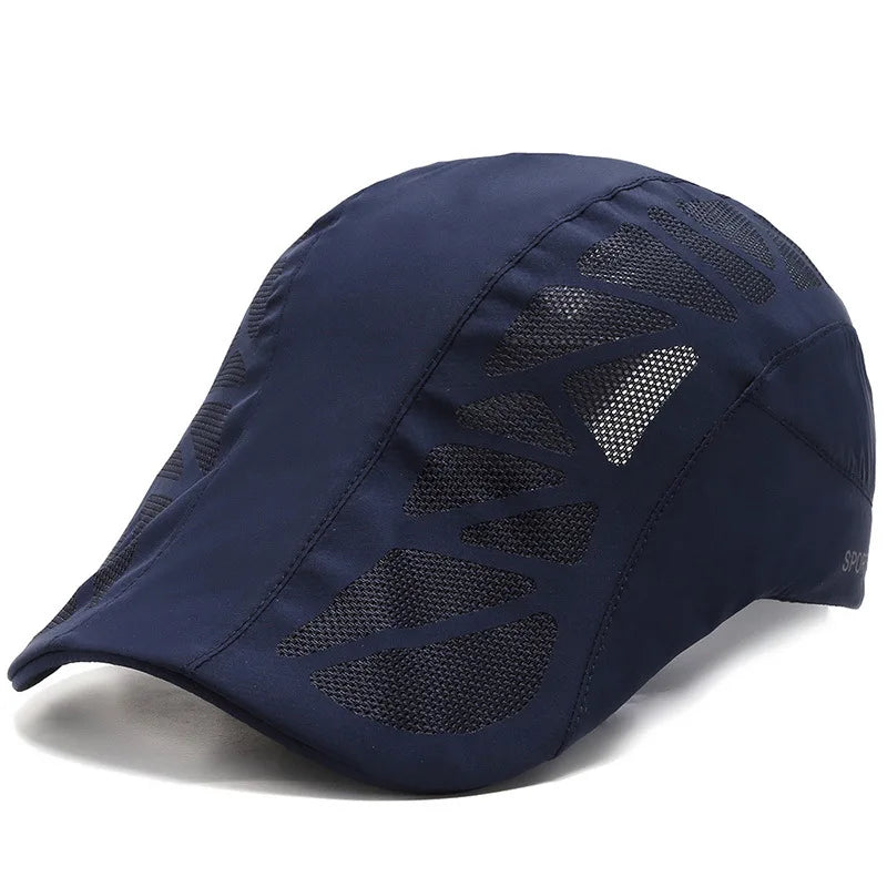 Summer Mens Sports Sun Hats Breathable Mesh Quick-drying Visor Caps Outdoor Gorro Hombre Boina Golf Hat Fashion Solid Flat Cap