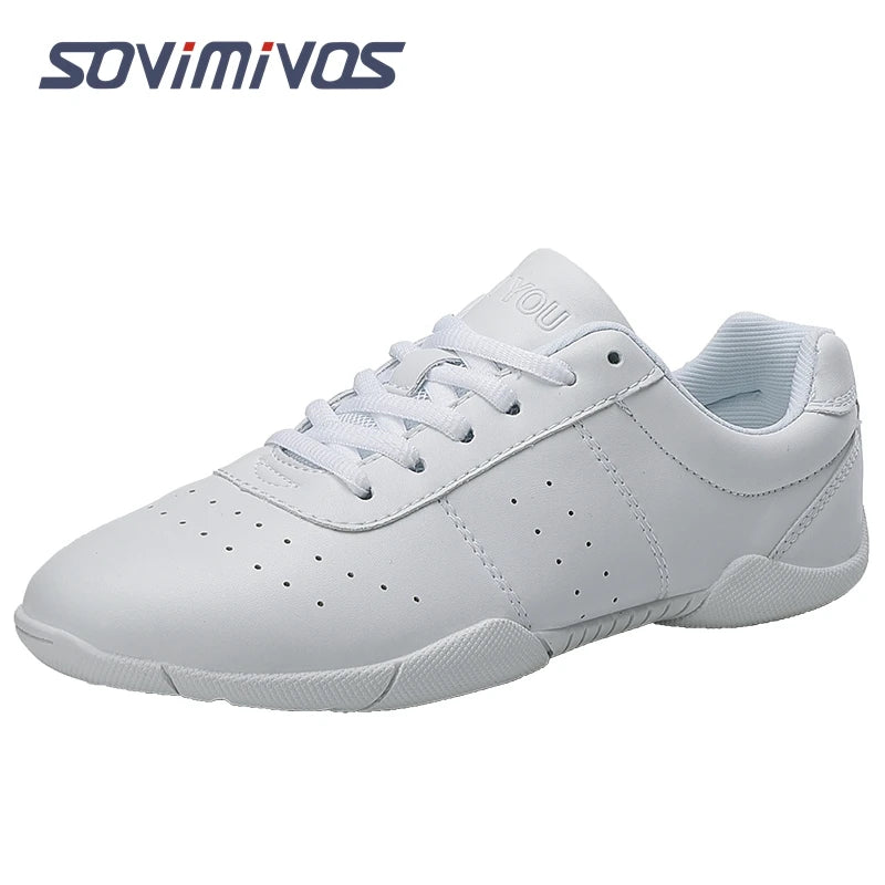 Women Dance Shoes Lightweight Flat Athletic Shoes Competitive Aerobic Gymnastics Shoes Fitness Sports Shoes White Dance Sneakers