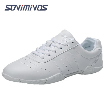 Women Dance Shoes Lightweight Flat Athletic Shoes Competitive Aerobic Gymnastics Shoes Fitness Sports Shoes White Dance Sneakers