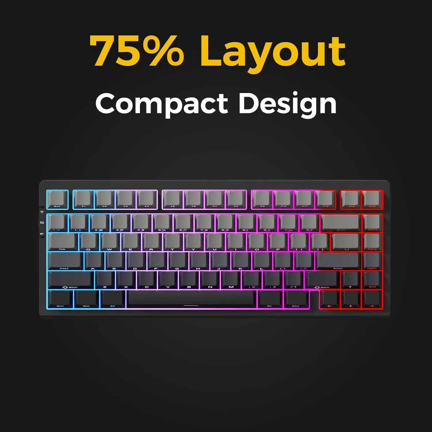 Teclado mecánico inalámbrico MCHOSE G75 Pro, diseño 75%, montaje gasket, 5 capas de amortiguación, retroiluminación RGB, triple modo y hot-swappable