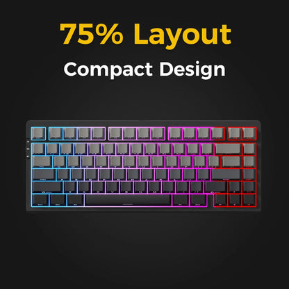 Teclado mecánico inalámbrico MCHOSE G75 Pro, diseño 75%, montaje gasket, 5 capas de amortiguación, retroiluminación RGB, triple modo y hot-swappable