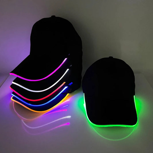 Adult Hat Led Optical Fibre Cap Hip Hot Hat NightClub Concert Masquerade Outdoor Fun Event Supplies Rap Summer Hat