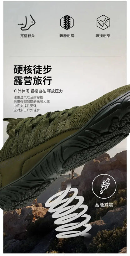 Simple Men's Shoes Lightweight Hiking Sports 2025 Wide Toe Barefoot Shoes Multifunctional Casual Mesh Breathable Walking Shoes