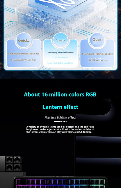 EWEADN X87 Pro Ergonomics Keyboard Mechanical Kids Side Engraving Wireless Bluetooth Triple Gaming 2.4G RGB 87 Layout Customized