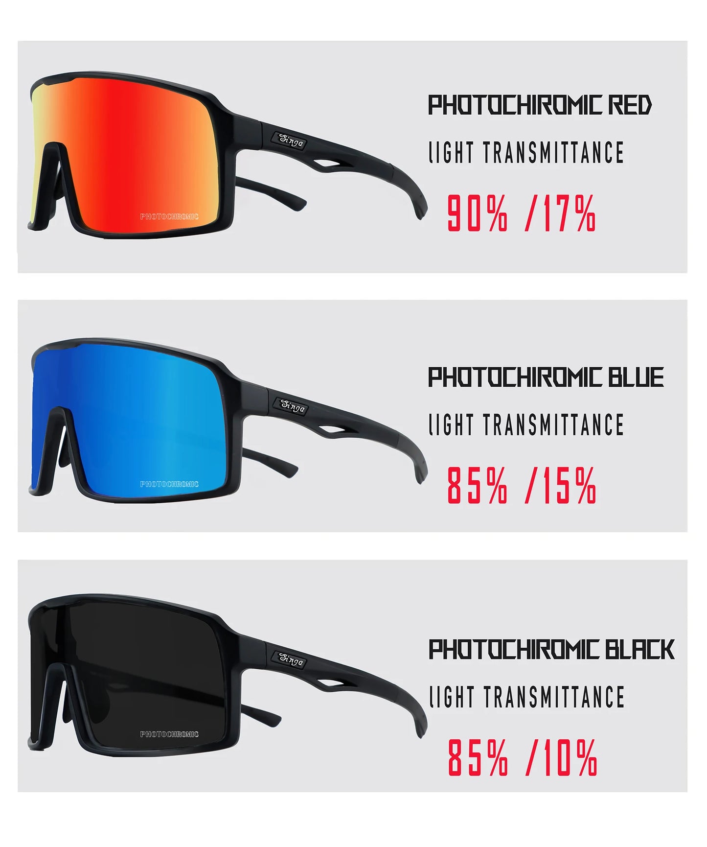 SINGA Photochromic Cycling Sunglasses Sport Glasses Road Bike Glasses MTB Eyewear for Man Women Riding Goggle Cycling Glasses
