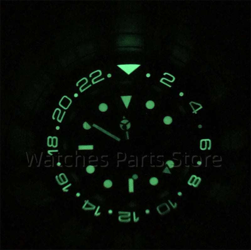 BLIGER 40mm 515 24H GMT Men's Watch Stainless Steel Clasp Luminous Quartz Movement Ceramic Bezel 10Bar Waterproof Sapphire Glass
