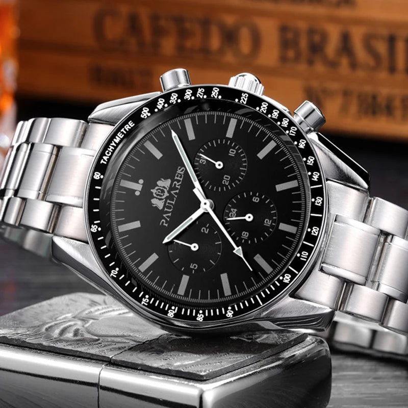 PAULAREIS P Brand Luxury Men Mechanical Watches Calendar Business Watch Mens Sports Waterproof Stainless Steel Automatic Watches