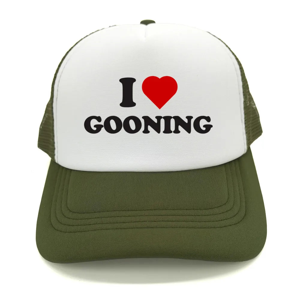 Funny I Love Gooning Baseball Caps Cool Summer Men Mesh Net Hat Humor Trucker Cap Unisex Outdoor Mesh Net Caps MZ-080