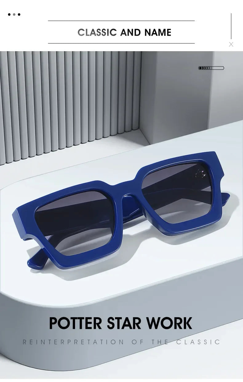 JNPCXI Fashion Square Women Luxury Sunglasses Retro Gradient Blue Designer Men Trending Sun Glasses Shades UV400
