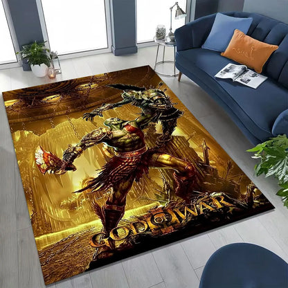 Classics God of War Kratos 3A Game Gamer Rug for Bedroom Living Room Sofa Home Doormat Decor, Large Kids Play Non-slip Floor Mat