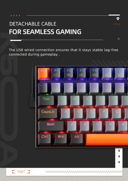 Machenike K500A-B84 Mechanical Keyboard 75% TKL Hot-Swappable Tri-Mode Wireless Gaming Keyboard RGB 84 Keys For PC Gamers Laptop