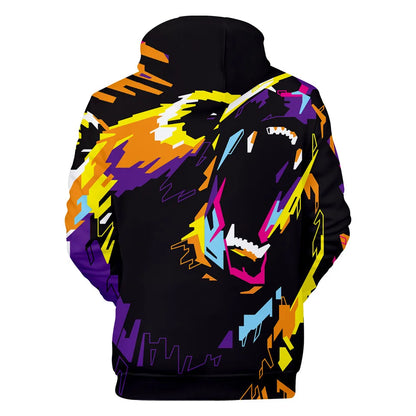 Cool Space Galaxy Wolf Hoodie Hoodies Men Bright Wolf Fashion Handsome Wolf Hoddies Spring Autumn Pullovers Sweatshirts Sweat