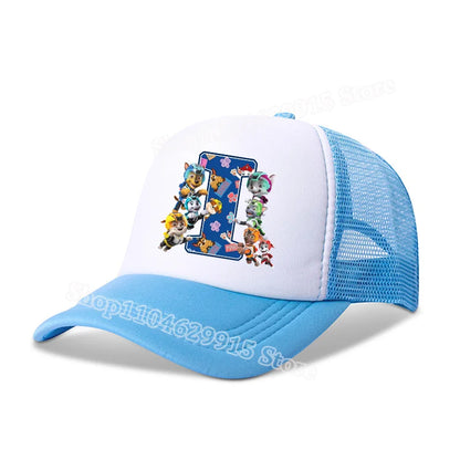 Paw Patrols Baseball Cap Boys Girls Cartoon Anime Chase Skye A-Z Letters Print Hat Summer Athleisure Adjustable Casual Hats Gift