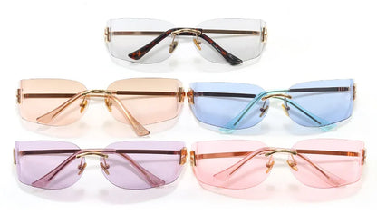 Light Luxury Frameless Curved Metal Sunglasses Personalized Y2k Fashion Women's Sunglasses Outdoor Leisure Vacation Sunglasses