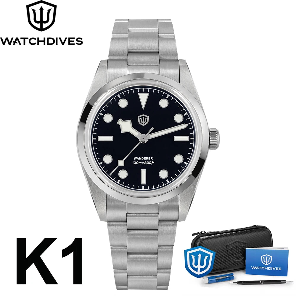Watchdives WD1016 V3 Watch 37mm VH31 Sweep Quartz Movemet Stainless Steel Watch Waterproof Luminous Sapphire Men Wristwatch