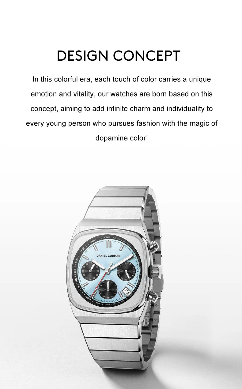 DG9008 Men Watch Original Fashion Brand Quartz Waterproof Luminous Watch For Man Three Small Dial Sport Moon Phase Watch