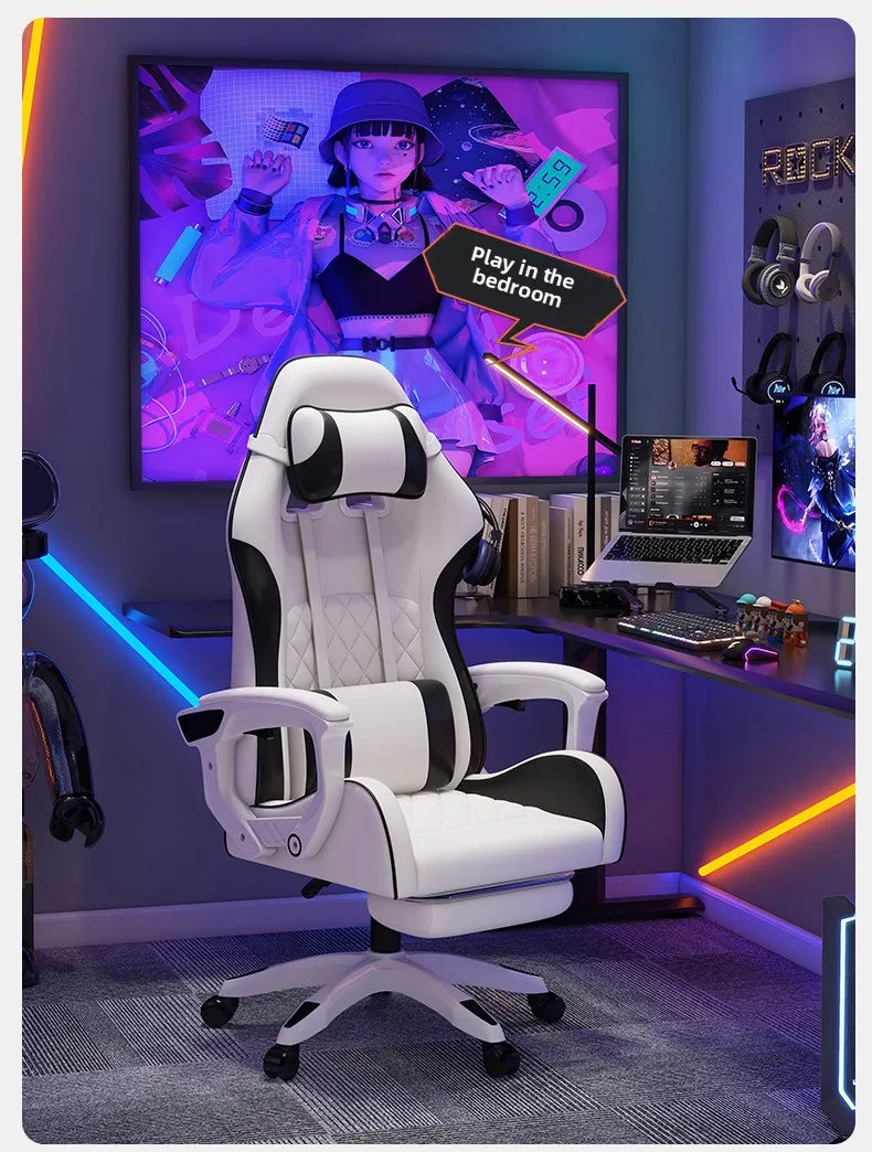 Sedia e-sport da uomo confortevole per sessioni prolungate, sedia da computer reclinabile per il relax, schienale