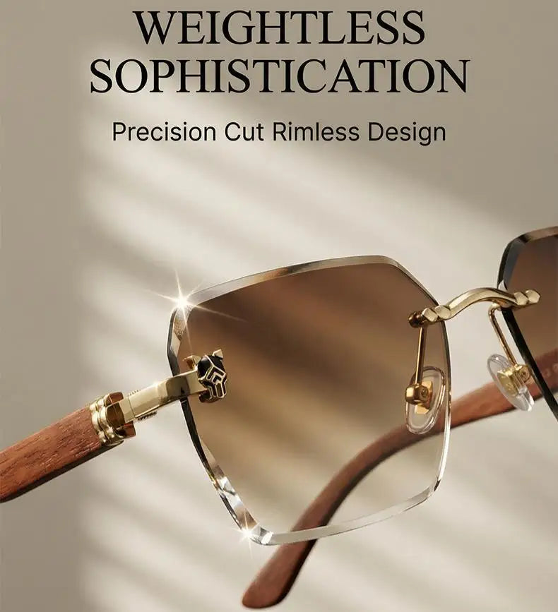 Square Rimless Photochromic Sunglasses Men Vintage Sun Glasses 2026 Luxury Designer Shades Male Cut Lenses Frameless Eyewear