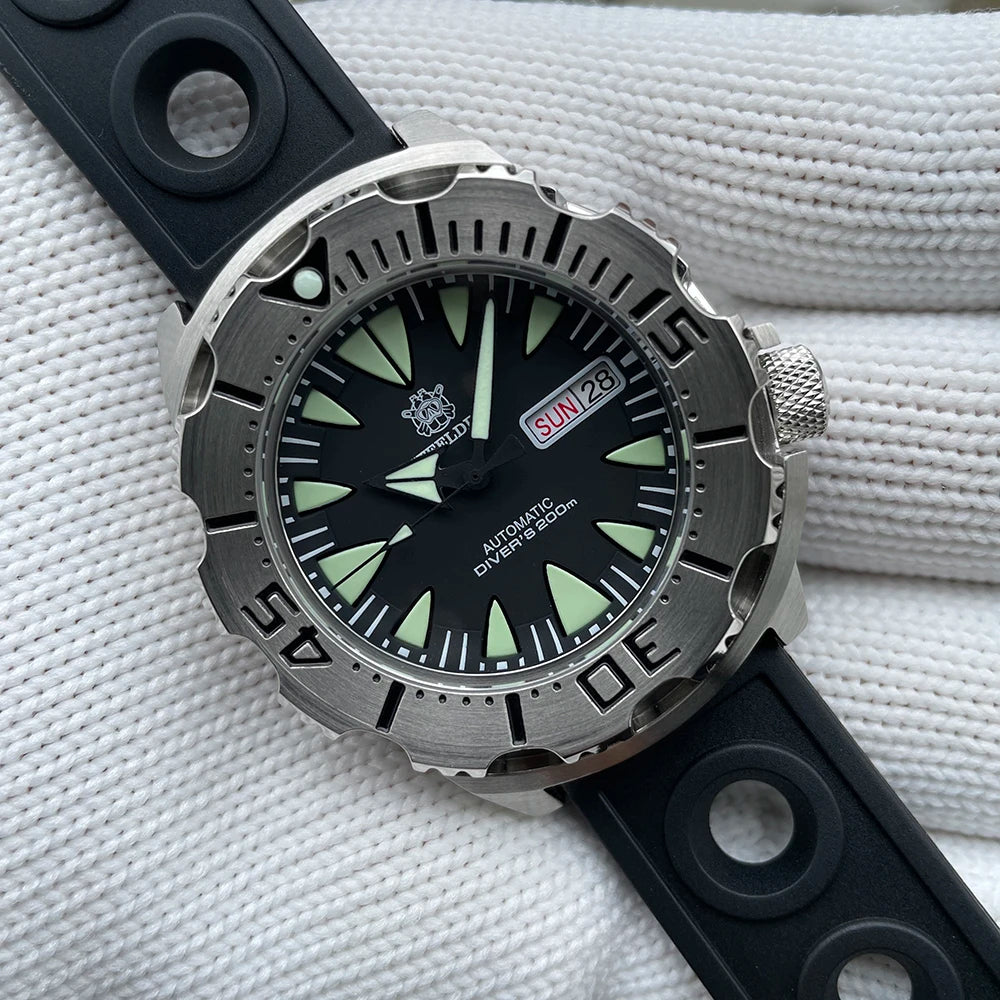 STEELDIVE SD1984 Monster Steel Strap Mechanical Watch NH36 Movt Sapphire Crystal 200M Waterproof Swiss Super Luminous Wristwatch
