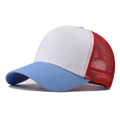 New 5 Pane Mesh Baseball Cap Adult Hip Hop Curved Snapback Hats Summer Sunshade Sun Hat Simple Trucker Cap Advertising