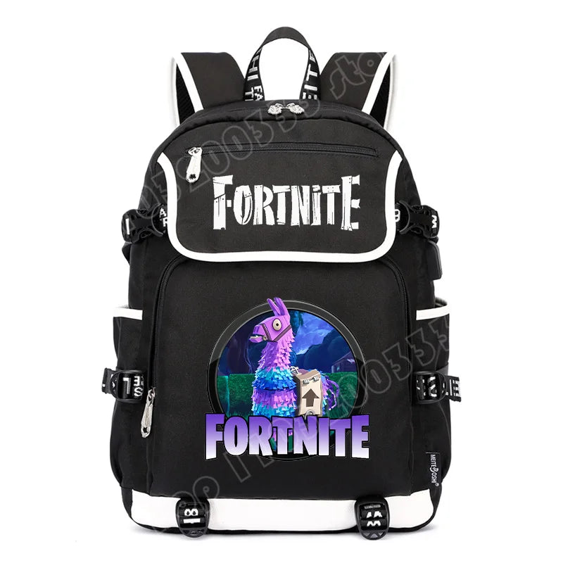 Fortnites Rucksack mit großem Fassungsvermögen, lässige Umhängetasche mit USB-Anschluss, Unisex-Anime-Schultasche für Schüler, neues stilvolles Schreibwaren-Geschenk