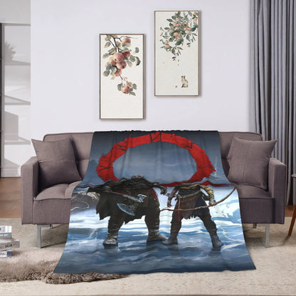 God of War Game Gamers Kratos Warm Blanket  Decorative Plush Throw Blanket Funny Couch Bed Flannel Bedspread Sofa Bed Cover