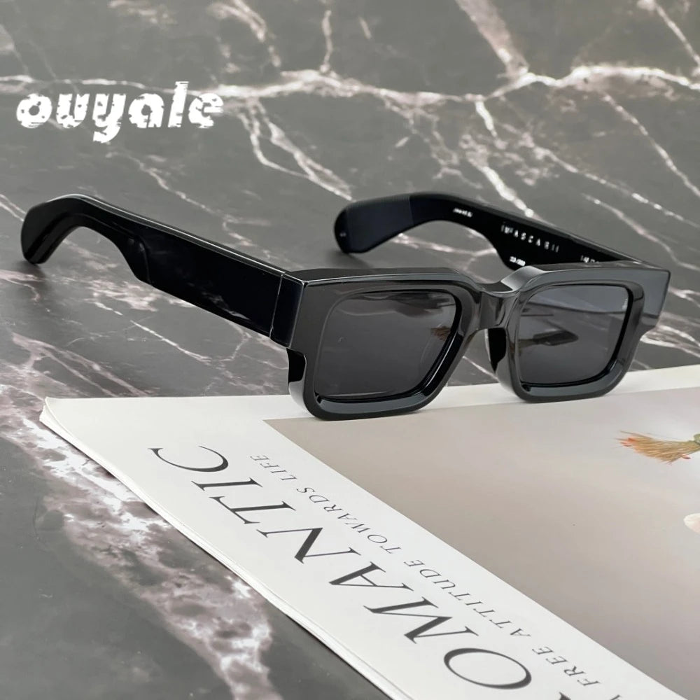 Sunglasses ASCARI Vintage Square Unisex Handcrafted Acetate UV400 Classic Retro Designer Eyewear