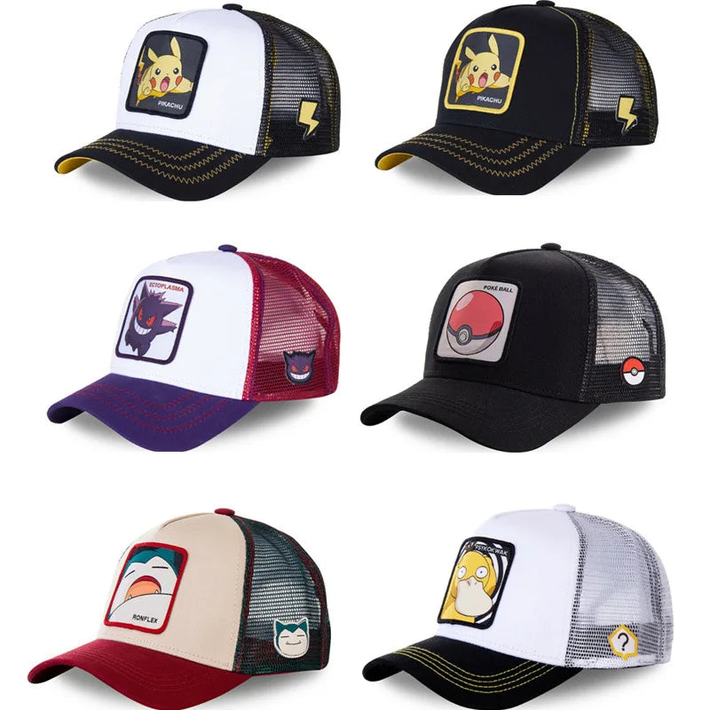 Pokemon Pikachu Gengar Psyduck Snorlax Baseball Cap Anime Figure High Quality Adjustable Cartoon Sports Hat Creative Gifts
