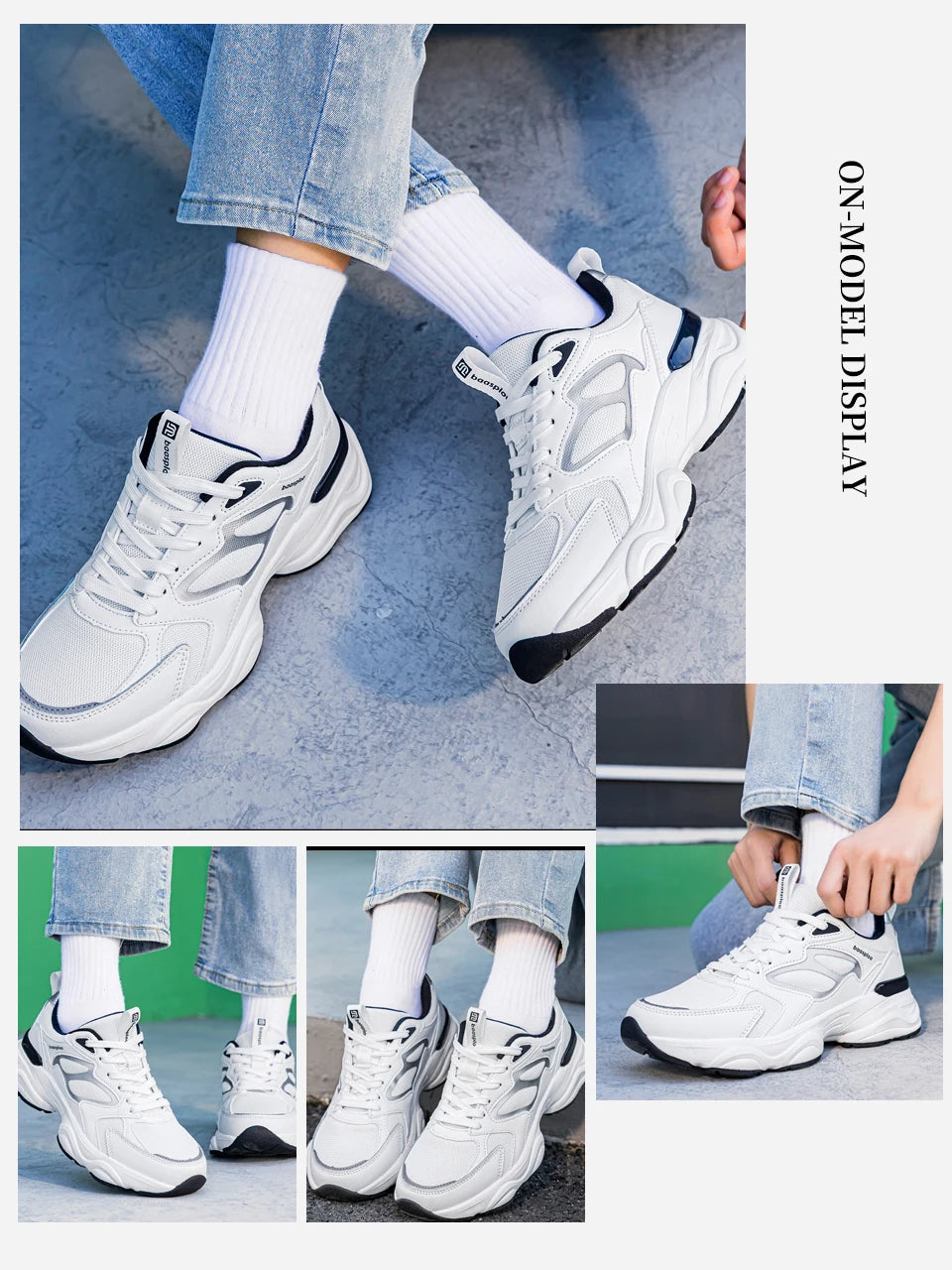 Baasploa Women Walking Shoes Lightweight Mesh Breathable Sport Shoes Comfort Soft Female Leather Height Increase Casual Sneakers
