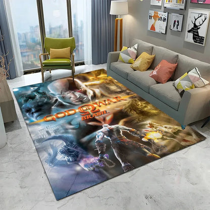 3D God of War Games Carpet Home Living Room Bedroom Sofa Doormat Decor Kids Play Area Rug Non-slip Mechanical Washable Floor Mat