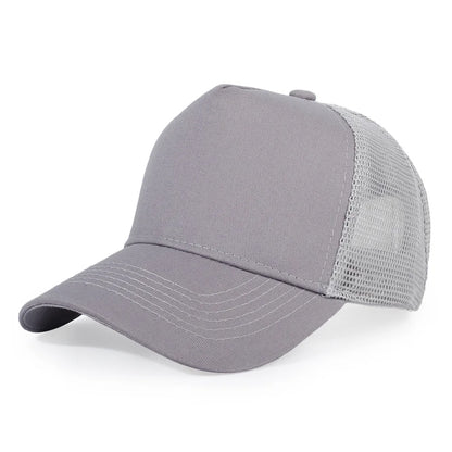 New 5 Pane Mesh Baseball Cap Adult Hip Hop Curved Snapback Hats Summer Sunshade Sun Hat Simple Trucker Cap Advertising