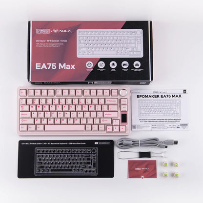 Tastiera meccanica EPOMAKER X AULA EA75 MAX 75% layout ANSI US, hot-swap, gasket mount, cablata/BT/wireless 2.4GHz, con schermo e manopola