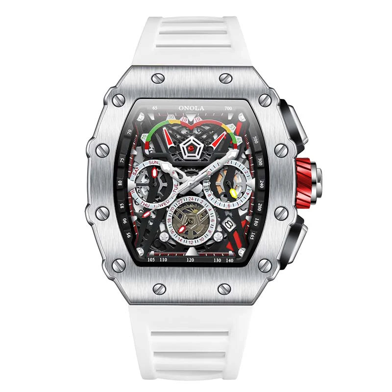 ONOLA Luxury Men Mechanical Watch with Hollow Out Luminous Automatic Watch 3Bar Waterproof Reloj Hombre