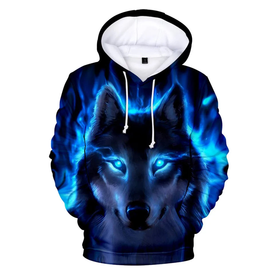 Cool Space Galaxy Wolf Hoodie Hoodies Men Bright Wolf Fashion Handsome Wolf Hoddies Spring Autumn Pullovers Sweatshirts Sweat