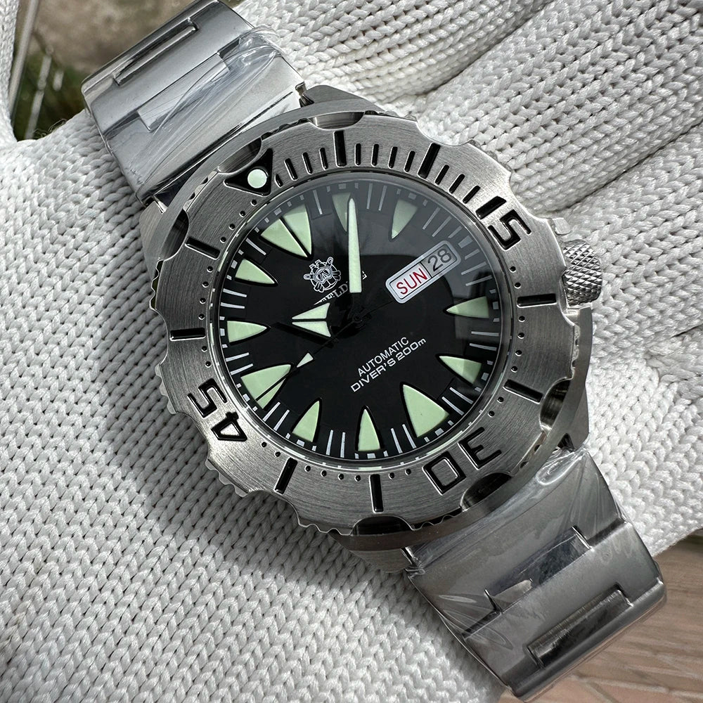 STEELDIVE SD1984 Monster Steel Strap Mechanical Watch NH36 Movt Sapphire Crystal 200M Waterproof Swiss Super Luminous Wristwatch
