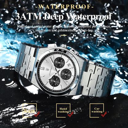 POEDAGAR Luxury Men's Watch Chronograph Date Stainless Steel Casual Man Clock Waterproof Luminous Fashion Quartz Watches For Men