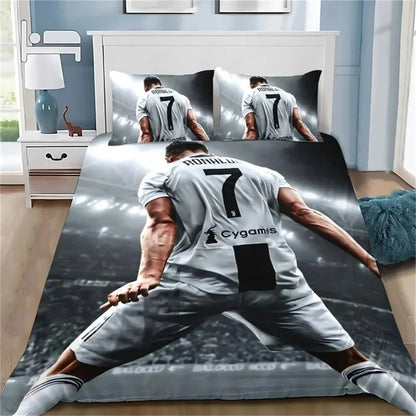 3D Duvet Cover Football CR7 Bedding Set Soft Comforter Cover With 1/2pcs Pillow Shams For Kids Adults Microfiber Quilt Cover