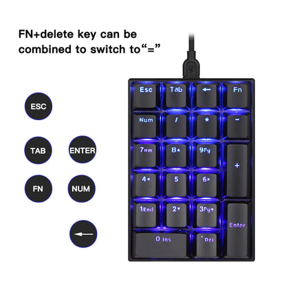 Motospeed K23 Mechanical Numeric Keypad USB Wired Numpad LED Backlight Gaming Keyboard Red Switch Extended Layout For PC Laptops