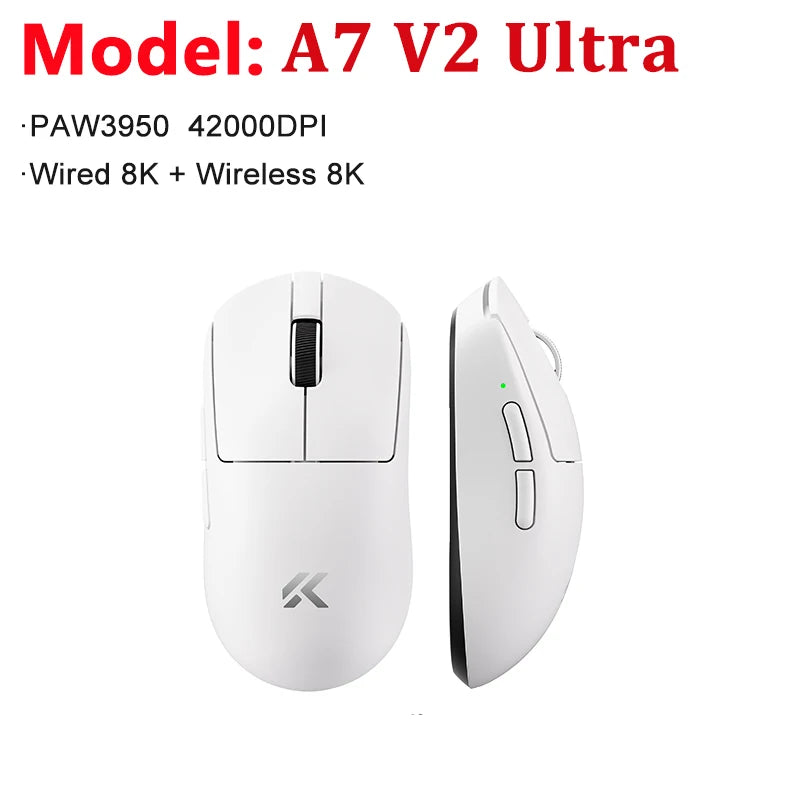MCHOSE A7 V2 Ultra / Pro lahka brezžična gaming miška z dvojnim 8000Hz, PAW3950 TI, 42000DPI, za PC e-športne igralce