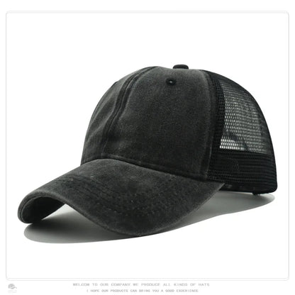 Custom Logo Blank Baseball Cap For Men Summer Breathable Mesh Hat Women Vintage Washed Distressed Trucker Sun Hats