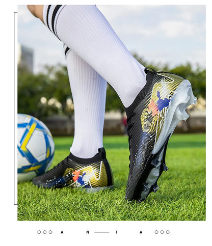 New Men's Football Boots Soccer Cleats FG Non-Slip Training Shoes Soccer Shoes Long Spikes Match Ultralight Outdoor Drop Shipping