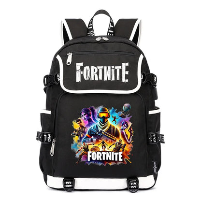 Fortnites Rucksack mit großem Fassungsvermögen, lässige Umhängetasche mit USB-Anschluss, Unisex-Anime-Schultasche für Schüler, neues stilvolles Schreibwaren-Geschenk