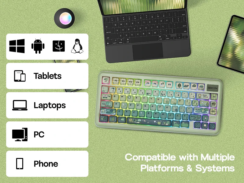 KiiBOOM Phantom81 Lite QMK/VIA 75% Hot-Swap Gasket Wired/BT/2.4GHz Wireless Mechanical Keyboard ABS Case+UV Tech RGB Backlights