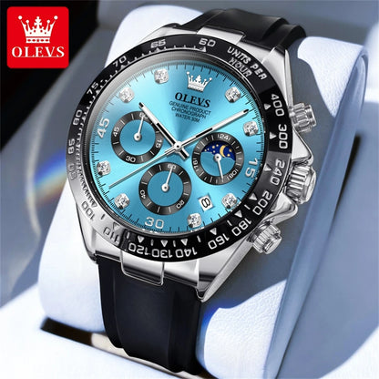 Relógio para homem OLEVS – Relógio de quartzo de luxo, estanque e luminescente, equipado com cronógrafo e indicador de data – Relógio desportivo para homem de uma grande marca